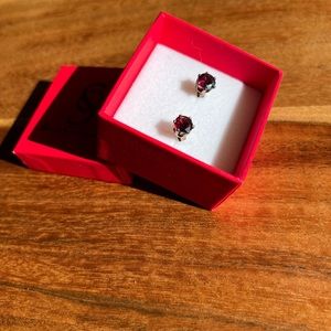 Savvy Cie Sterling Silver and Garnet Stud Earrings New in Box
